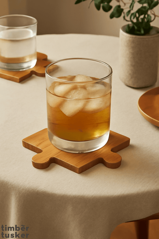 Puzzle - Shaped Wooden Coaster - Timber Tusker