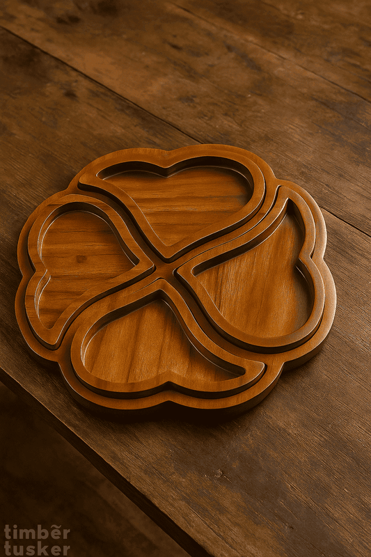 wooden clover shaped tray main image