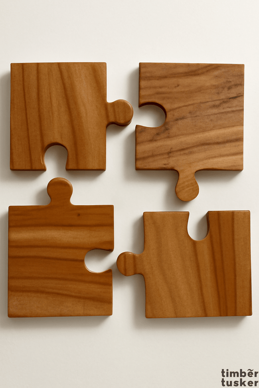 Puzzle - Shaped Wooden Coaster - Timber Tusker